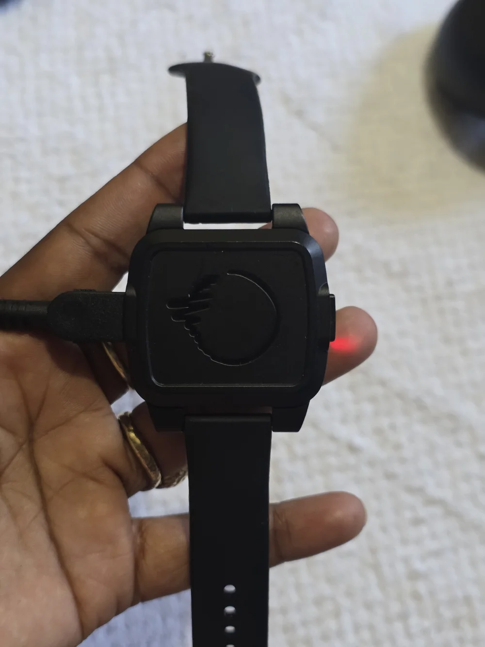 Black Silicone Smartwatch with Square Case